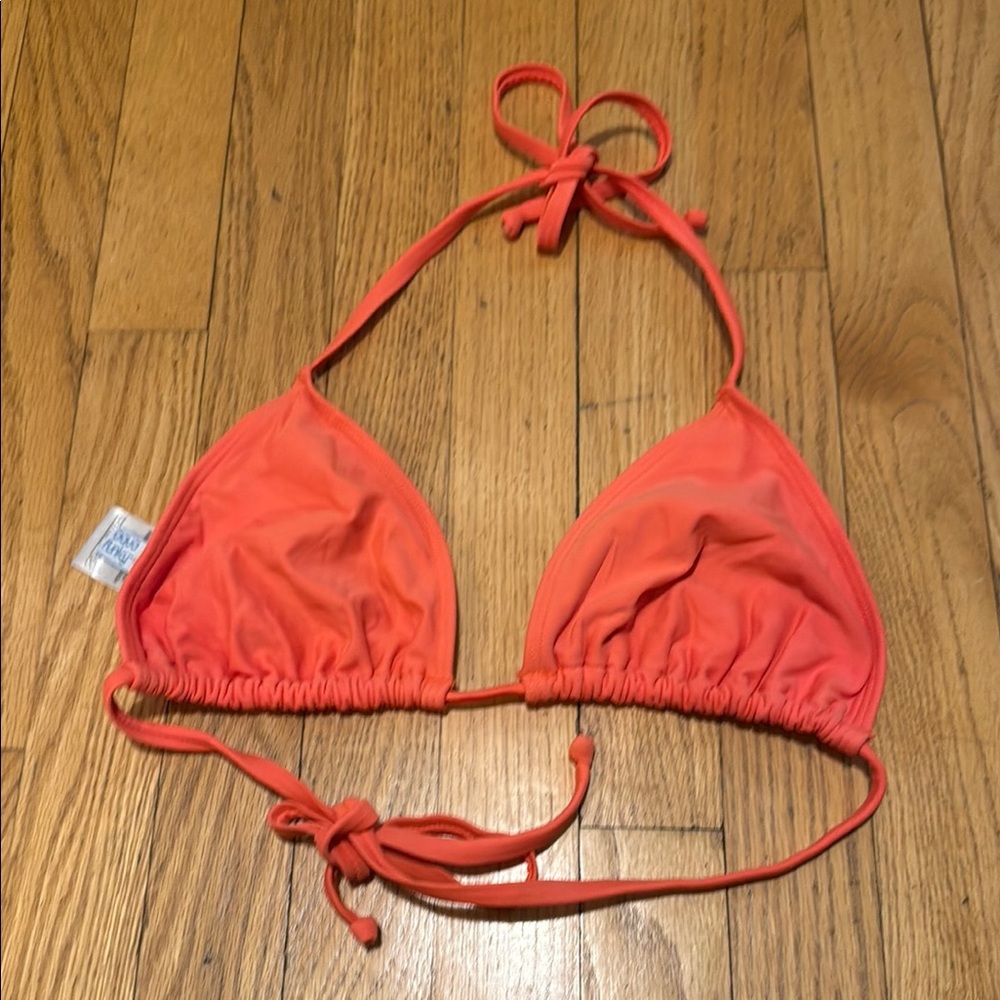 Vibrant Orange Triangle Bikini with Textured Cups